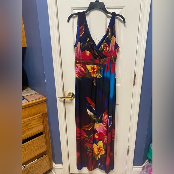 Ronnie Nicole Sleeveless Multicolor Classy Floral Print Maxi Dress V- Neck  14 - Picture 1 of 7